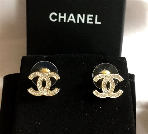 chanel vintage logo stud earrings|Chanel logo earrings white gold.